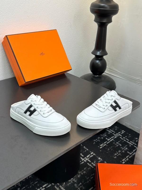 Hermès Deep Series Couple White Sneakers Casual Skate Shoes - AS00320