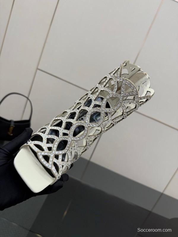 Sergio Rossi Mermaid Sandals 2025 SS Collection Elegant Fishnet High Heels - KFY00470