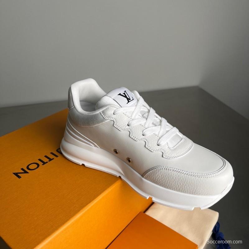 Lv Classic Leather Round Toe Lace-Up Low Top Casual Shoes - YC