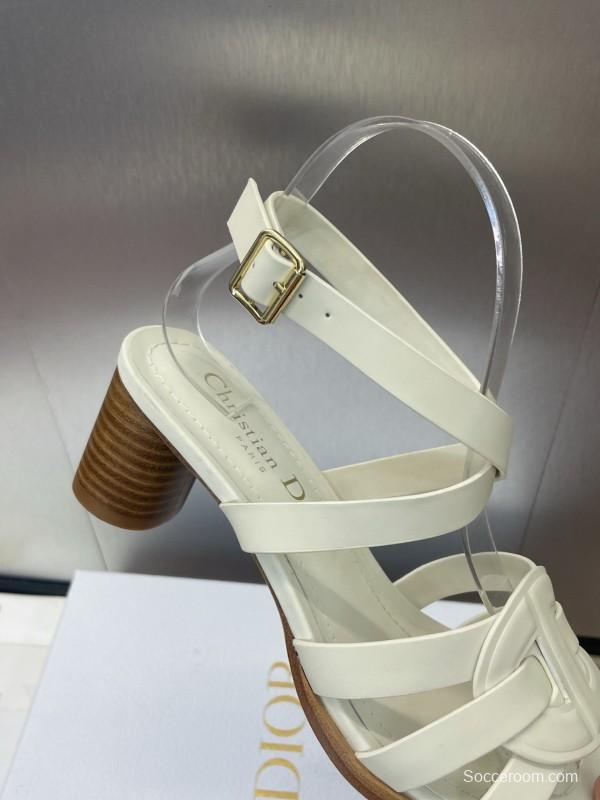 Dior D-Club Jelly Color Hollow Layered Cross Strap Mid Heel Women Shoes - KFY00290