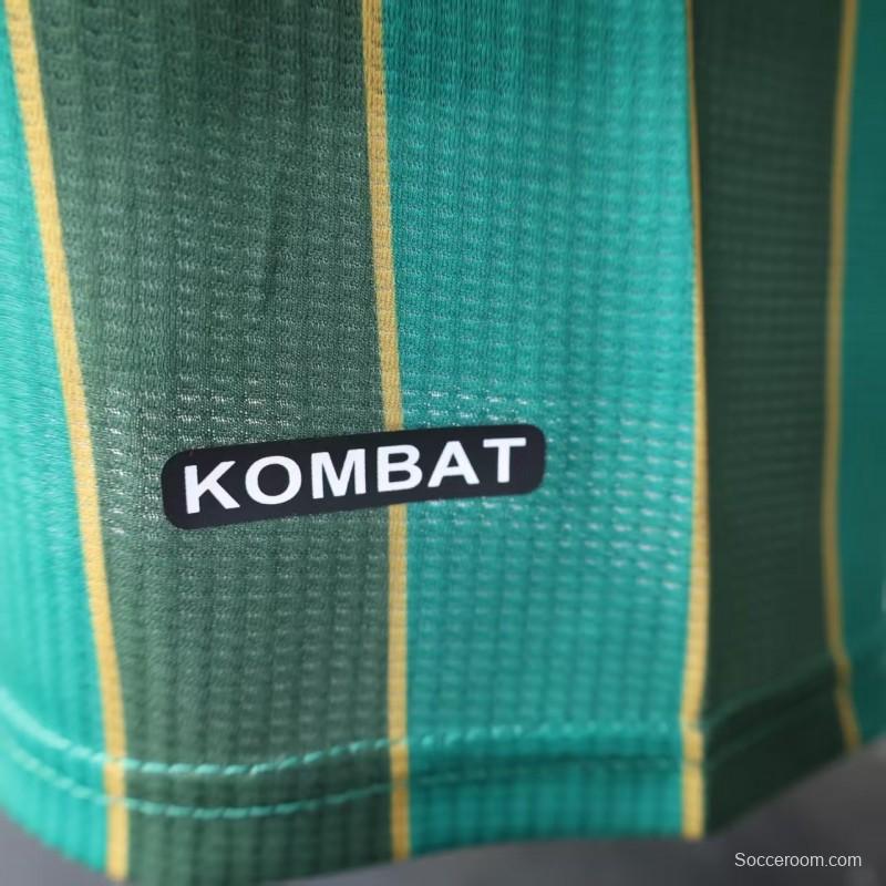 25/26 Player Version  JS Kabylie Home Green Yellow Vertical Stripes Jersey