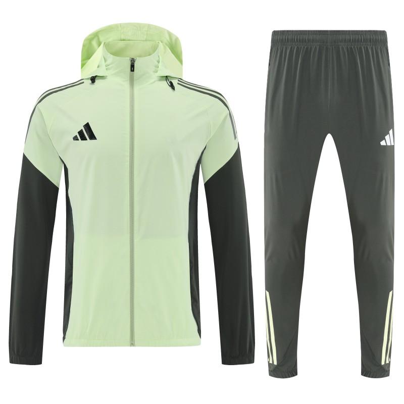 26/27 Adidas Neon Green Full Zipper Hooded Jacket Tracksuit + Long Pants