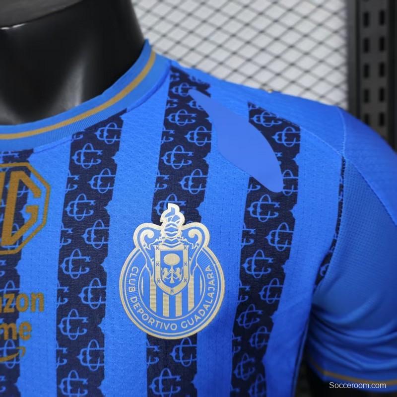 Player Version 26/27 Chivas Guadalajara Away Blue with Dark Stripe Pattern Jersey