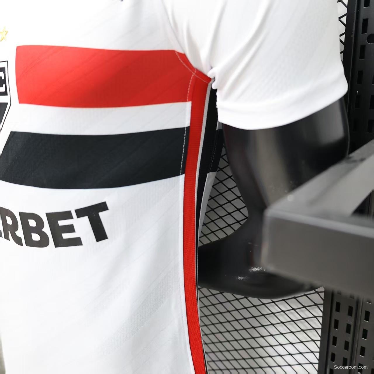 Player Version 26/27  São Paulo FC White with Red and Black Horizontal Stripes Jersey