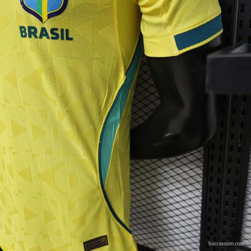 Player Version 2026 Brazil Yellow  Geometric Pattern Home Jersey