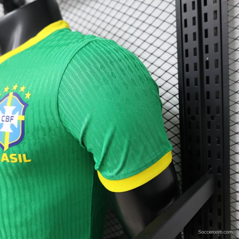 Player Version 2026 Brazil Green with Wave Texture Away Jersey