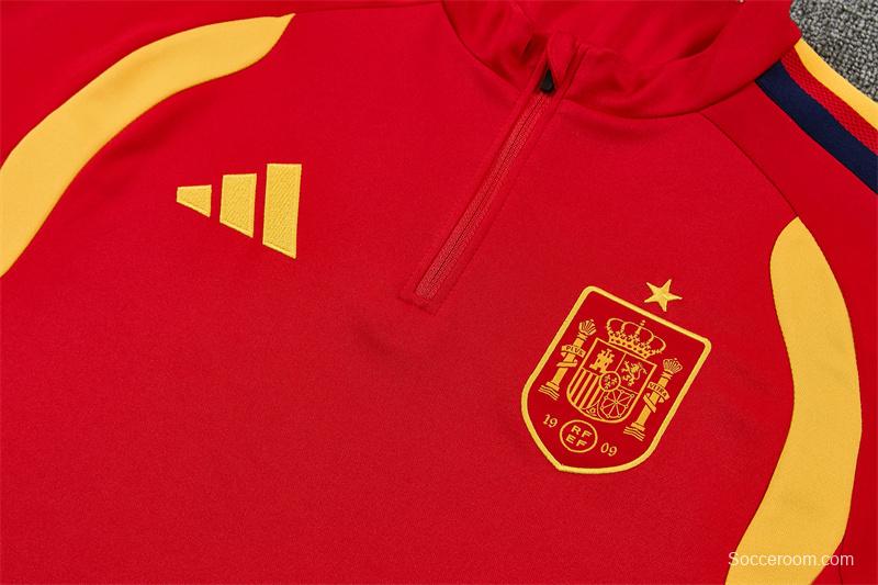 26/27 Spain Home Red Half Zipper Jacket Tracksuit + Long Pants