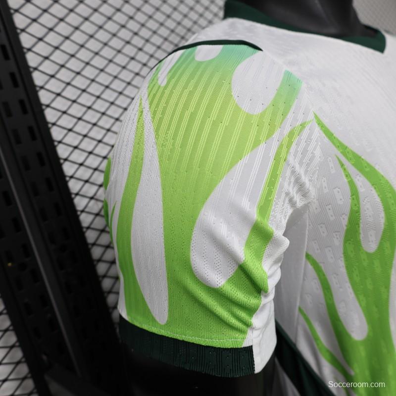 Player Version 2026 Nigeria  White with Green Flame Away Jersey