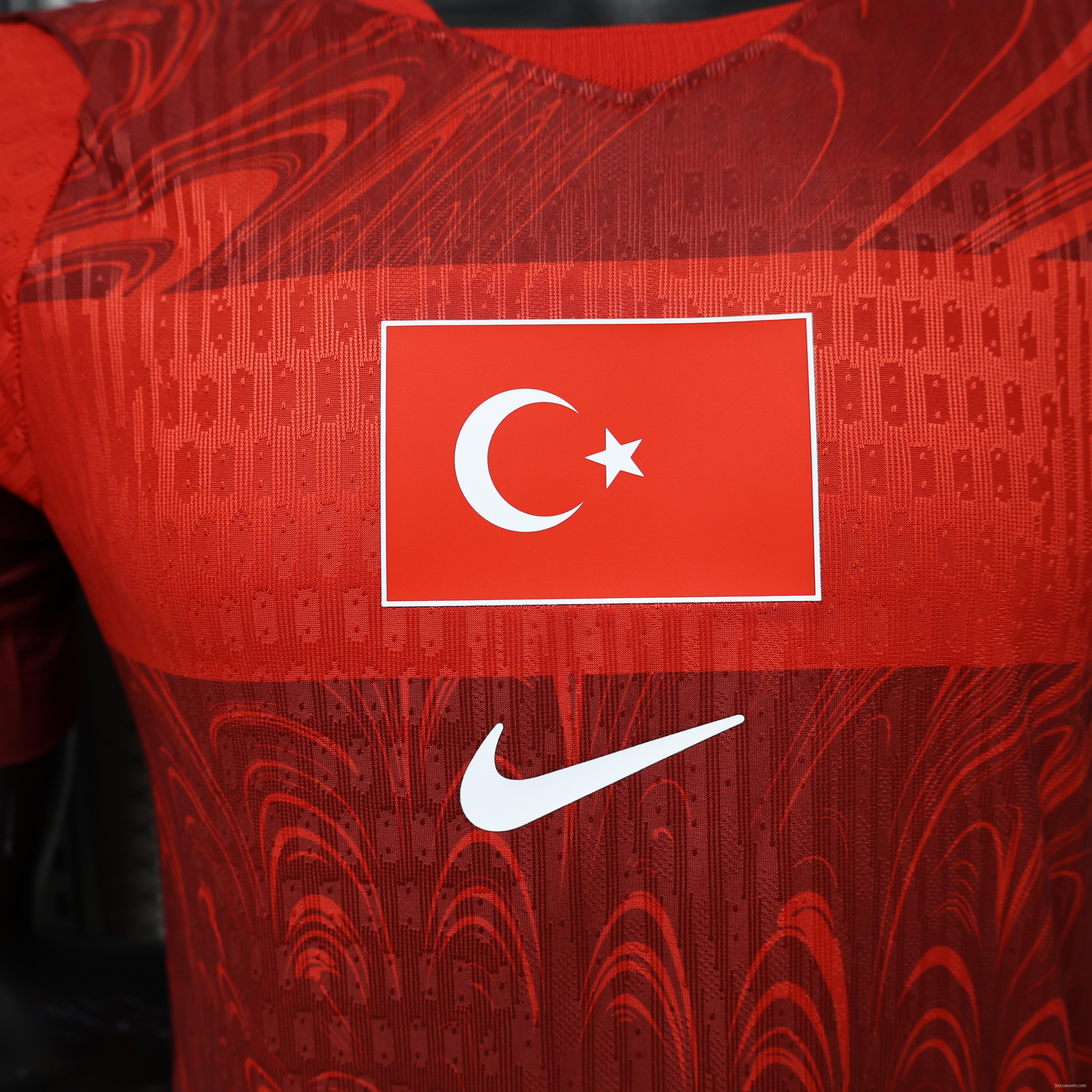 Player Version 26/27 Turkey Home  Red & Dark Red Ebru Marbling Print Jersey