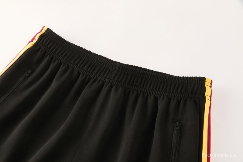 2026/27 AS Roma Burgundy & Gold Full Zipper Jacket Tracksuit +Black  Long Pants