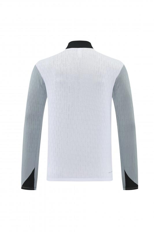 2026/27 Paris Saint-Germain White  Half Zipper Jacket Tracksuit + Light Grey Long Pants