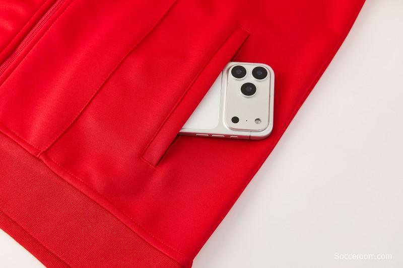 2026/27 Adidas Originals Red  Full Zipper Jacket Tracksuit + Navy Blue Long Pants