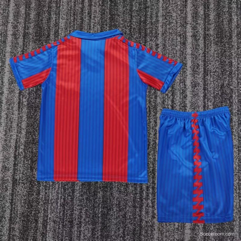 Retro 1989/92 Kids FC Barcelona Blue & Red Stripe Home Jersey