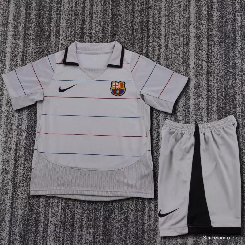 Retro Kids 03/04 FC Barcelona Away Grey Jersey