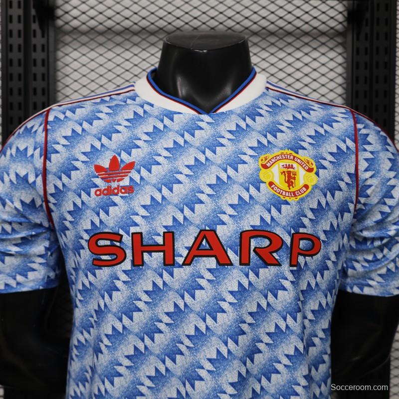 Player Version 26/27  Manchester United Away Blue Vintage Remake   Jersey