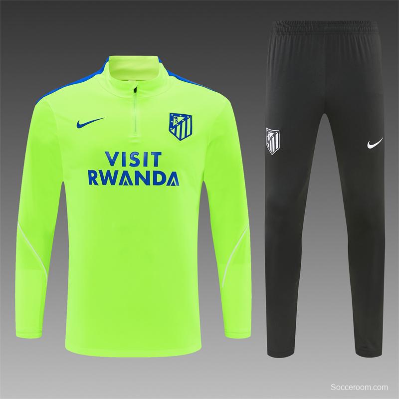 26/27 Atlético Madrid Third Fluorescent Green Half Zipper Jacket Tracksuit + Long Pants