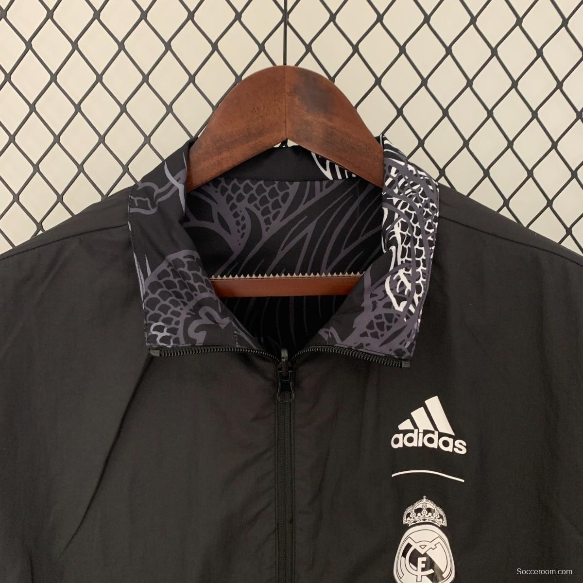 23/24 Real Madrid Black Dragon Reversible Full Zipper Jacket