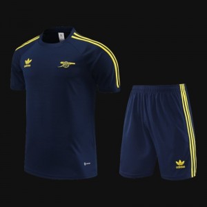 23/24 Arsenal Navy/Yellow Cotton Short Sleeve Jersey+Shorts