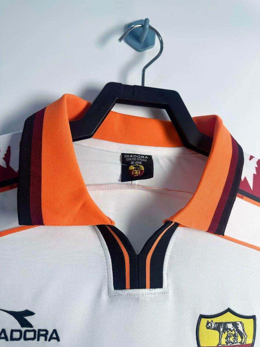 Retro 98/99 Roma Away White  Long Sleeve Jersey