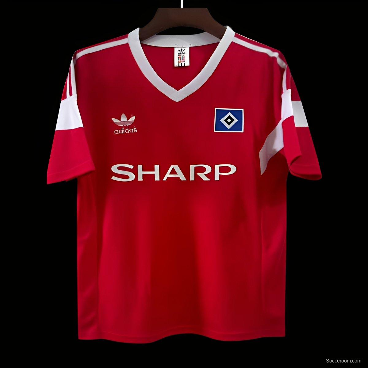 Retro 88/89 Hamburger SV Away Red Jersey