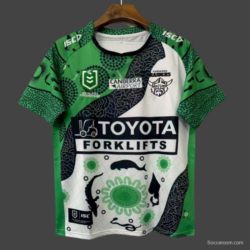 25/26 Canberra Raiders Green with Indigenous Art Jersey