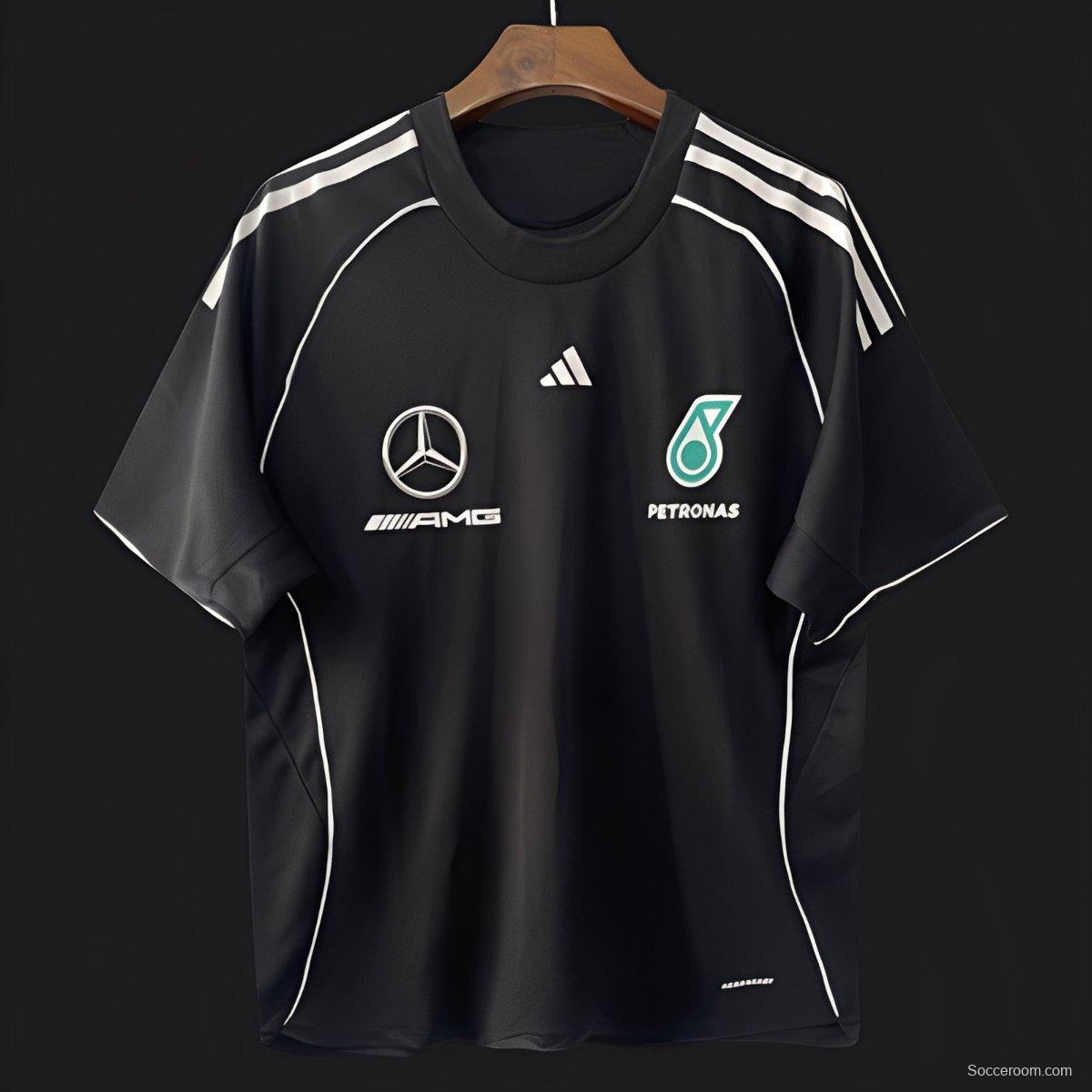 25/26  F1  Mercedes-AMG Petronas Black with White Stripes Training Jersey