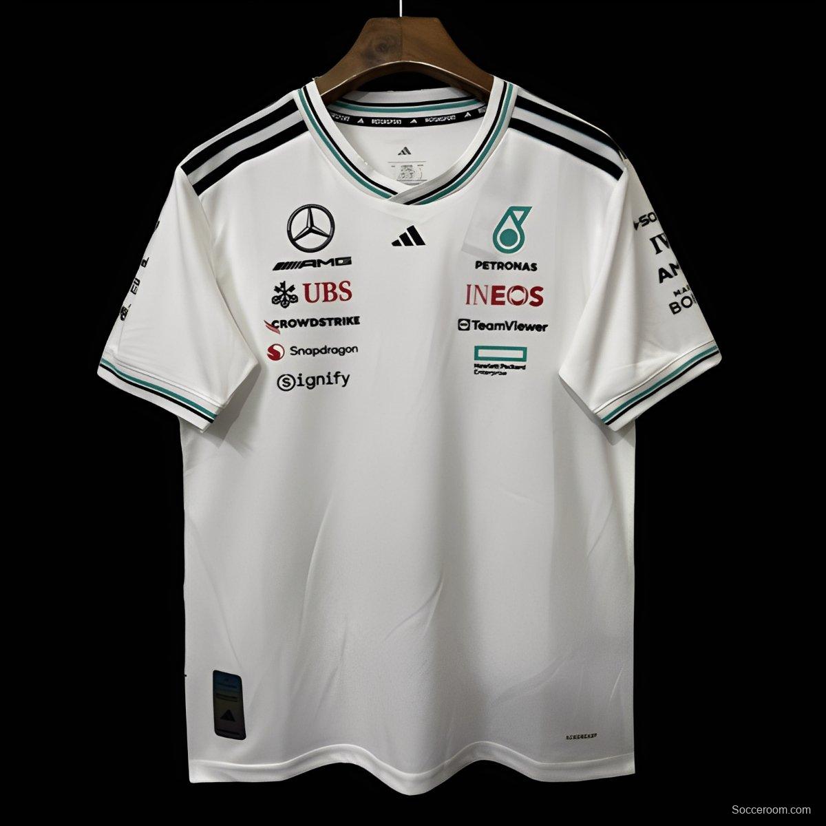 2026 F1 Mercedes-AMG Petronas F1 Team White with Teal and Black Trim Jersey