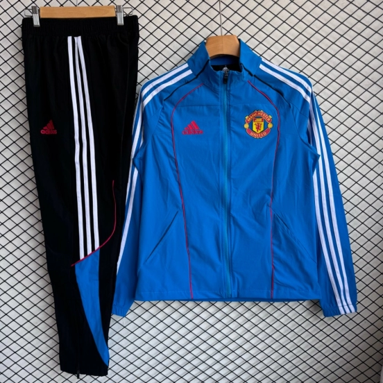 25/26 Manchester United Blue Full Zipper Windbreaker + Long Pants