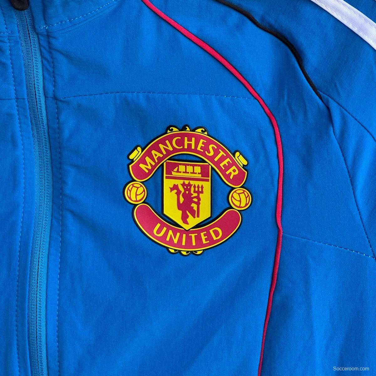 25/26 Manchester United Blue Full Zipper Windbreaker + Long Pants