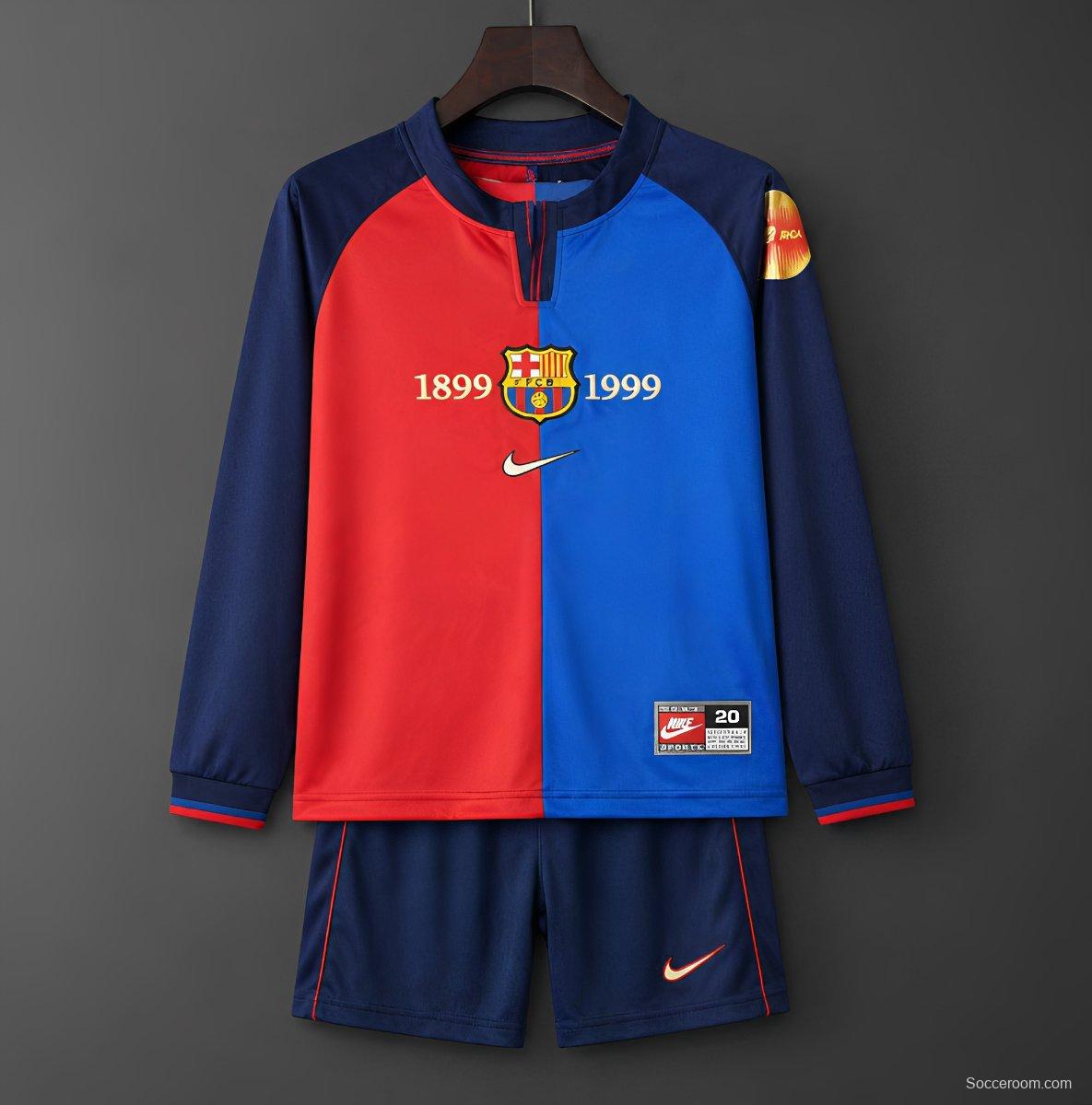 Retro 1899/1999 Kids Barcelona Centennial Long Sleeve Jersey