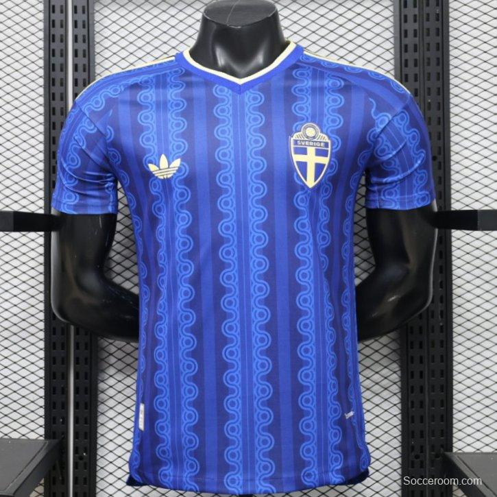 Player Version 2026 Sweden Blue with Tonal Chain Stripe  Away Jersey