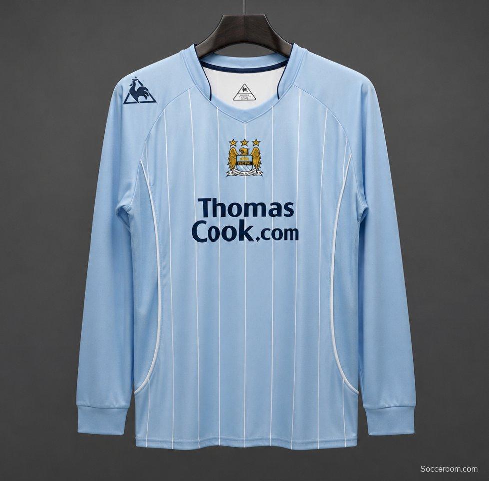 Retro 07/08 Manchester City Home Long Sleeve Soccer Jersey