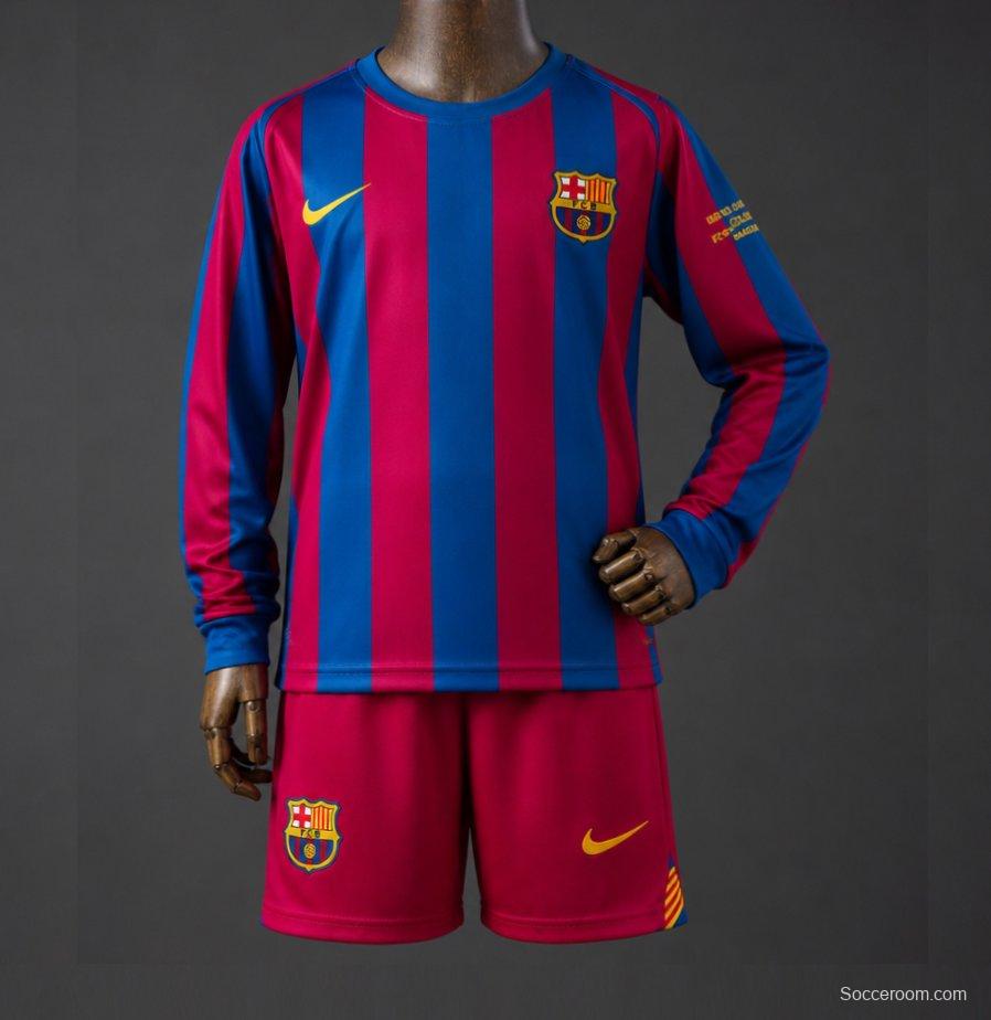 05/06 Kids Barcelona Home (UEFA Champions League) Retro Long Sleeve Kit Jersey SIZE 16-28