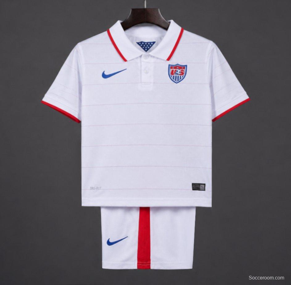 Retro 2014 Kids USA White Home Jersey