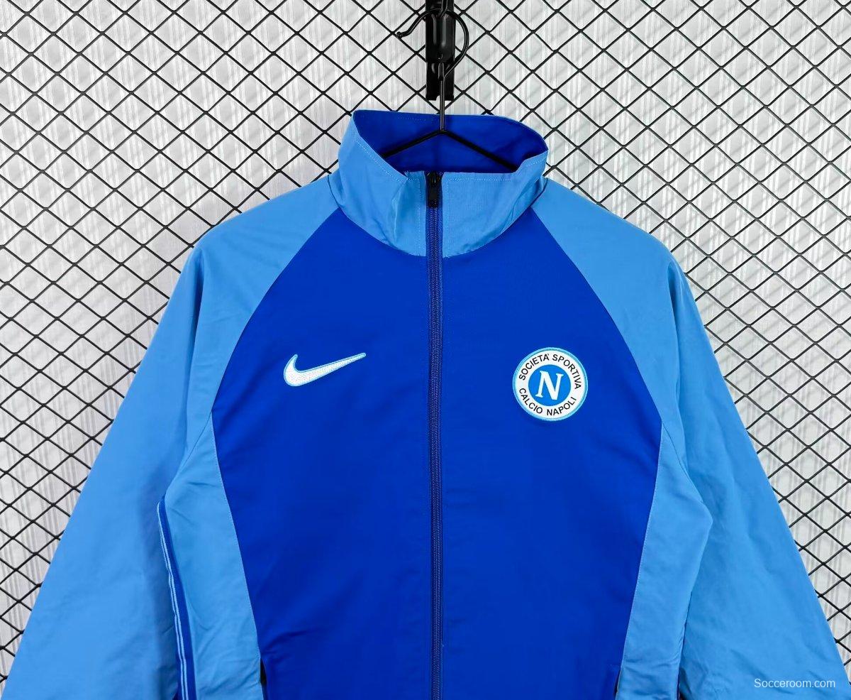 Retro 1998/99 Napoli Blue Light Blue Full Zipper WIndbreaker