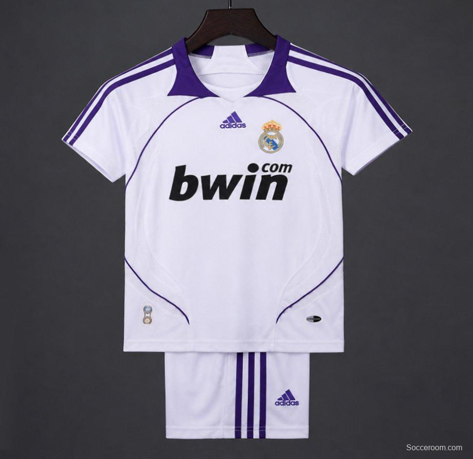 Retro 2007/08 Kids Real Madrid White & Purple Home Jersey