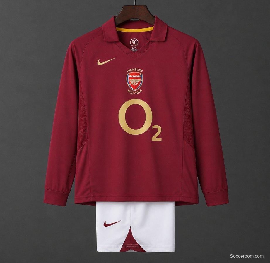 Retro Kids 05/06 Arsenal Home Long Sleeve Jersey