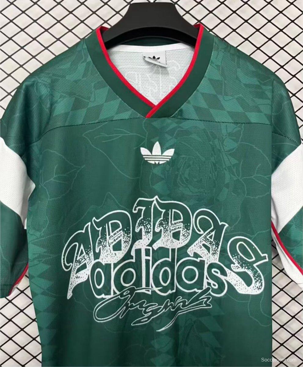 26/27 Adidas Originals Roses Mesh Green Vintage Style Jersey