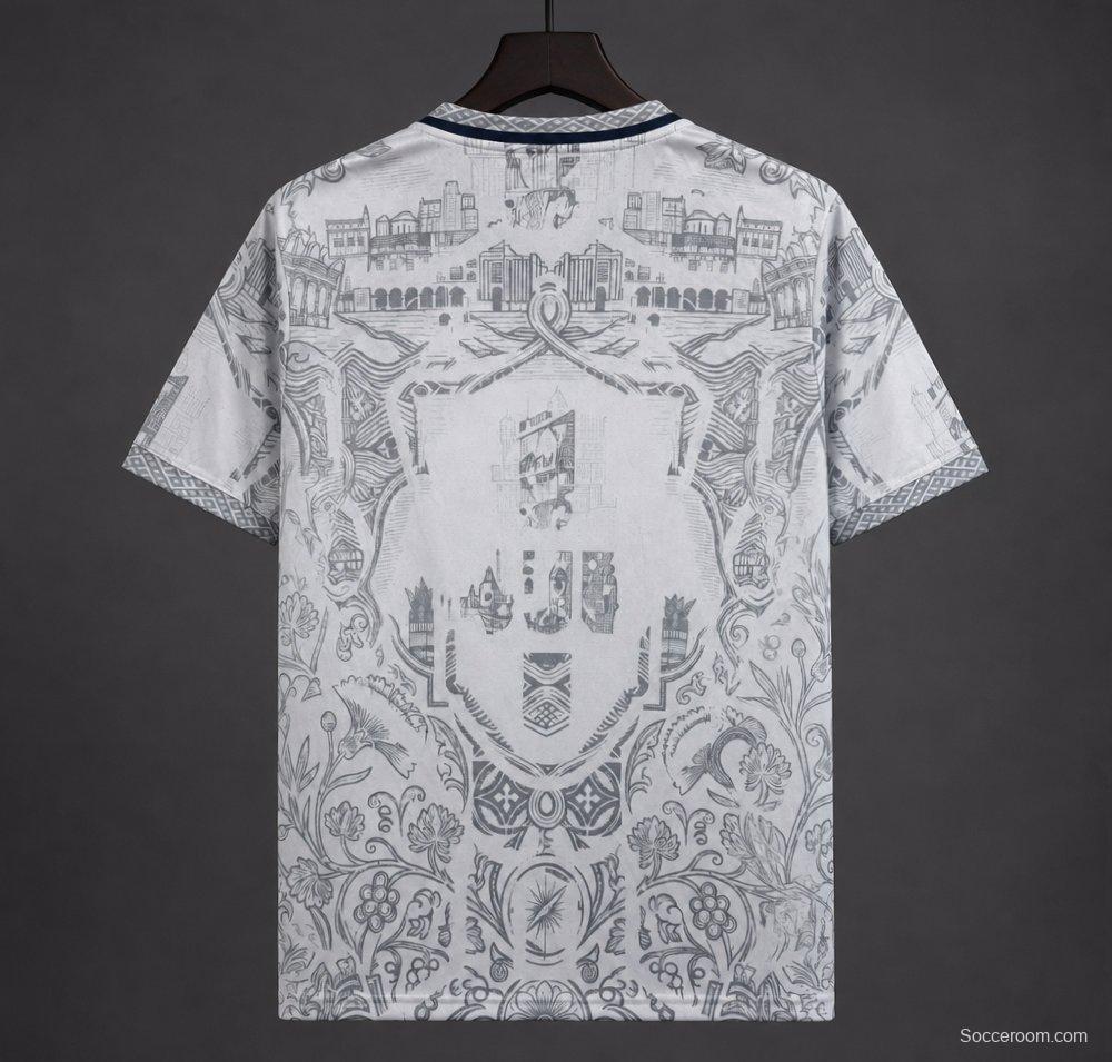 2026 Portugal White with Grey Azulejo Tile and Floral Tapestry Pattern Special Edition Jersey